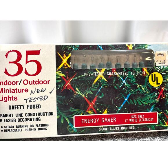 Vintage 35 Miniature Holiday Craft Lights Clear/ Green Cord NOS 4 Pkgs 1980s/90s - Picture 2 of 6